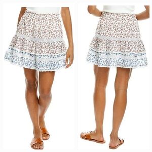 Jennifer & Grace Micro Floral Print Tiered Cotton Mini Skirt Sz L NWT